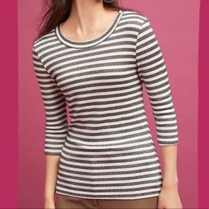 Michael Stars For Anthropologie Black & White Striped Scoop Neck Top NWOT